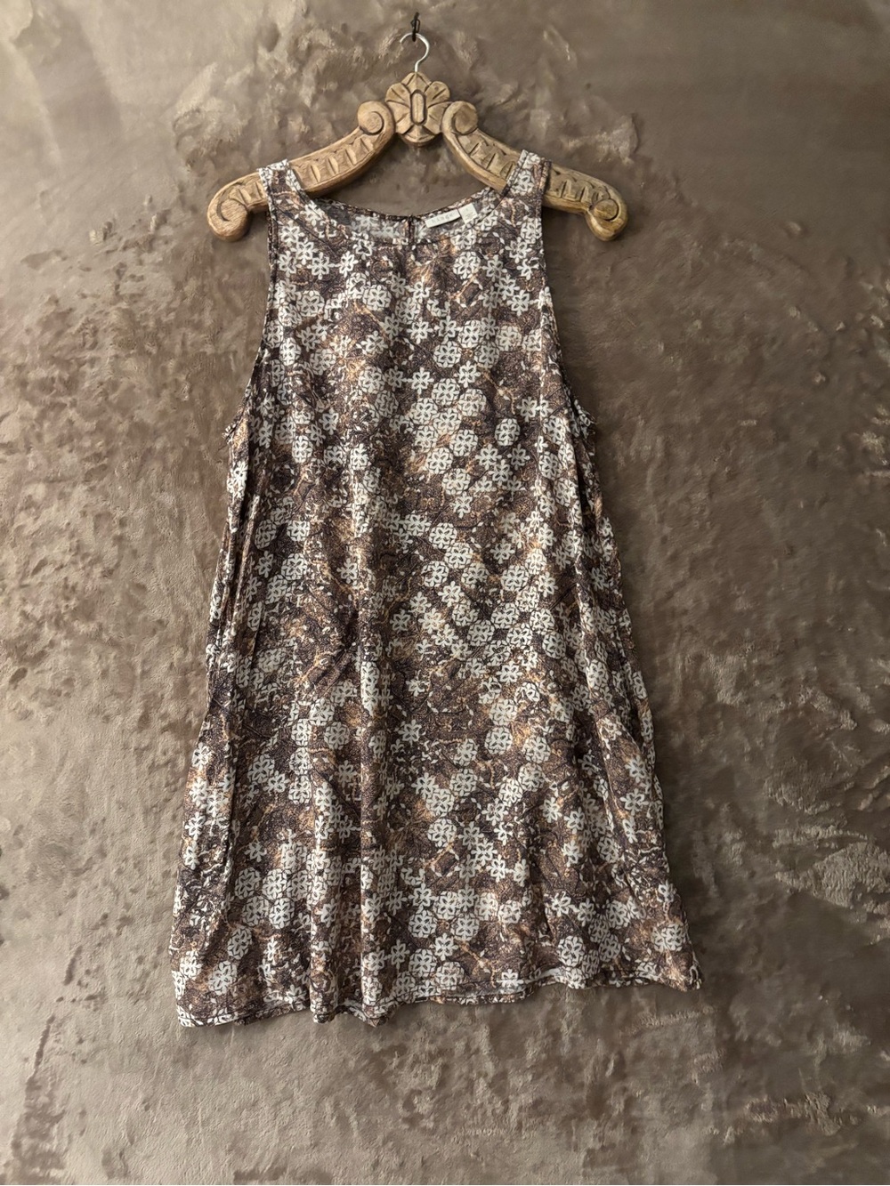 hinge Dress Women’s (L) Brown White Pattern With Pockets